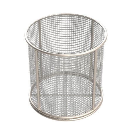 Anysizebasket Round Wire Mesh Basket: 6Dia. x 6H, 304 SS, 3/16 Rod Frame, No Handles, Mesh: 4 x .063 TMT-060RND060-N04S